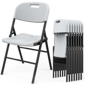 6pcs White Blow Molded Curved Back Seat Plastic Folding Chair For Courtyard