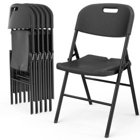 6pcs Black Blow Molded Curved Back Seat Plastic Folding Chair For Courtyard