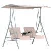 Outsunny 2-Seater Outdoor Porch Swing with Canopy and Table, Patio Swing Chair for Garden, Poolside, Backyard, Beige
