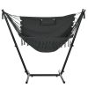 Outsunny Hammock Chair Outdoor with Stand, Swing Hanging Lounge, Dark Gray, Side Pocket Headrest