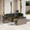 Garden Sofa Set Gray PE Rattan Large Adjustable Armrests
