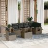 Garden Sofa Set Grey PE rattan 7-piece set Modular