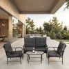 4 Piece Outdoor Patio Furniture Sets, Wicker Conversation Set for Porch Deck, Rattan Sofa Chair with Cushion-Grey
