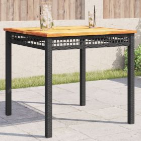 Garden Table Black and Brown PE Rattan 31.5 x 31.5 x 29.5 in