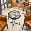 Industrial Style Mechanical Clock Coffee Table, Side Table, Glass Metal End table for living room, bedroom, Office