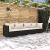 Garden Lounge Set Black PE rattan, powder-coated steel Modular set
