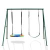 Swing Sets for Backyard 440LBS 2 Seat, Swing with Stand, Swing Set for Kids, 32" Saucer Swing and 26.2" Swing Seat