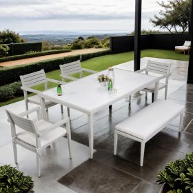 6PC Patio Aluminum Furniture, Modern Dining Set
