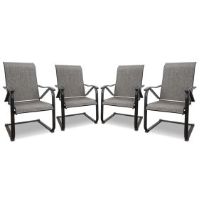 MEOOEM Patio C Spring Dining Chairs set of 4 Outdoor Textilene Metal Chairs Weather Resistant Modern Furniture for Garden Backyard