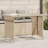 Patio Table with Glass Top Beige 43.3"x26.8"x27.6" Poly Rattan