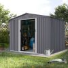 Outdoor Storage Shed 8 x 6 FT Large Metal Tool Sheds, Heavy Duty Storage House with Sliding Doors with Air Vent for Backyard Patio Lawn to Store Bikes