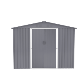 Outdoor Storage Shed 8 x 6 FT Large Metal Tool Sheds, Heavy Duty Storage House with Sliding Doors with Air Vent for Backyard Patio Lawn to Store Bikes