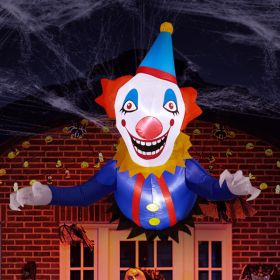 3.3 FT Halloween Inflatable Clown Broke Out from Window Outdoor Decorations