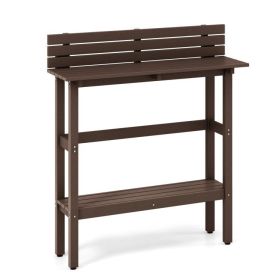 48" Patio Pub Height Table with Storage Shelf and Adjustable Foot Pads