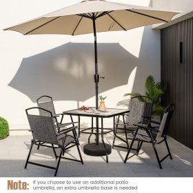 34 Inch Outdoor Dining Table Square Tempered Glass Table with 1.5 Inch Umbrella Hole