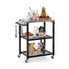 3-Tier Foldable Outdoor Stainless Steel Food Prepare Dining Cart Table on Wheels