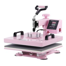 Heat Press Machine 15x15 in 5 in 1 with 30oz Tumbler Press T-Shirts Pink