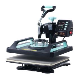 8 in 1 Heat Press Machine 12x15 in 30oz Tumbler Press T-Shirts Black+Green