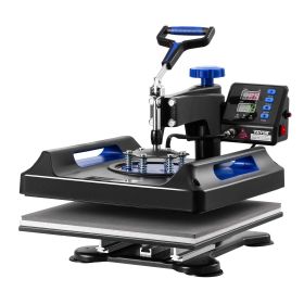 8 in 1 Heat Press Machine 15x15 in 30oz Tumbler Press T-Shirts Black+Blue