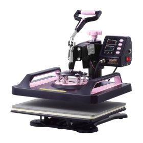 8 in 1 Heat Press Machine 12x15 in 30oz Tumbler Press T-Shirts Black+Pink