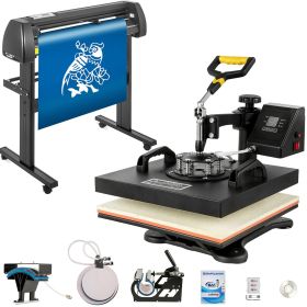 5in1 Heat Press 15"x15" 28" Vinyl Cutter Plotter T-shirt Sticker Print Usb Port