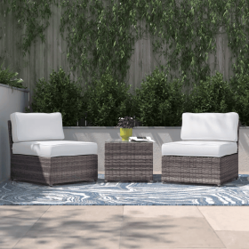 Fully Assembled Rattan Wicker 2-Person Seating Set with Cushions - as Pic