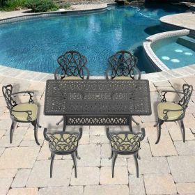 (Cushions In Random Colors)7-Piece Set Of Cast Aluminum Patio Furniture With Cushions(=OLD ITEM CODE W1710S00090)
