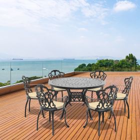(Cushions In Random Colors)7-Piece Set Of Cast Aluminum Patio Furniture With Cushions(=OLD ITEM CODE W1710S00078)