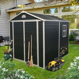 6x8ft Resin Outdoor Storage Shed Kit-Perfect to Store Patio Furniture,Black