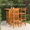 3 Piece Patio Bar Set Solid Wood Acacia - Brown