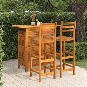 3 Piece Patio Bar Set Solid Wood Acacia - Brown