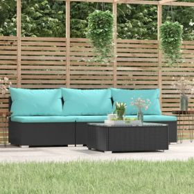 Garden Lounge Set Black PE rattan Large Modular