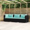 3-seater Sofa Black PE Rattan 3-seater Modular 3-Seater Sofa