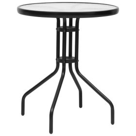 Patio Table Black Ã˜23.6"x27.6" Steel