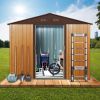 8ft x 6ft Outdoor Metal Storage Shed with Floor Base,Coffee(W540S00014)
