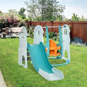 1PC Toddler Slide and Swing Set with Extra-long Slide Height Adjustable Swing Basketball Hoop