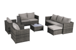 5 Piece Patio Furniture Set,Outdoor Wicker Rattan Sofa Conversation Set All Weather Patio Sectional Sofa Set with Glass Table