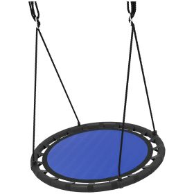 39 inch Saucer Tree Swing Set for Kids with Adjustable Hanging Ropes for Outdoor, Backyard, Navy Blue