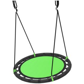 39 inch Saucer Tree Swing Set for Kids with Adjustable Hanging Ropes for Outdoor, Backyard, Green