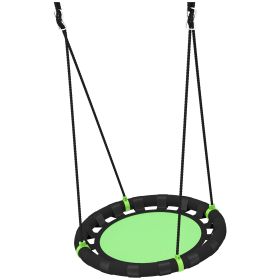 24 inch Saucer Tree Swing Set for Kids with Adjustable Hanging Ropes for Outdoor, Backyard, Green