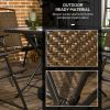 Outsunny 5 Pieces Wicker Patio Dining Set, Foldable Outdoor Table and Chairs, Wicker Furniture Dining Set with Umbrella Hole, Tempered Glass Table