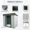 6ft x 5ft Outdoor Metal Storage Shed with Lockable Sliding Doors and Transparent plate for Garden, Lawn ( White and Black )