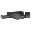 6 Piece Patio Lounge Set with Cushions Poly Rattan Gray - Grey