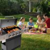 Propane Grill 4 Burner Barbecue Grill Stainless Steel Gas Grill with Side Burner and Thermometer for Outdoor BBQ;  Camping
