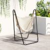 Outsunny Lounge Hammock Chair with Curved Stand & Storage, Two-Tone Cream & Brown|