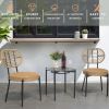 3 Pieces Of Luxury Outdoor Wicker Furniture - Patio Bistro Style Table And Chair Combination,Weather-resistant PE Wicker Weave, Stainless Steel Fame