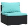 Garden Lounge Set Black PE rattan Large Modular