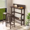 48" Patio Pub Height Table with Storage Shelf and Adjustable Foot Pads