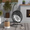 Outsunny Hanging Hammock Chair Stand Round Base 40.2 x 76.8 Black Sturdy Outdoor Relaxation