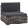 6 Piece Patio Lounge Set with Cushions Poly Rattan Gray - Grey